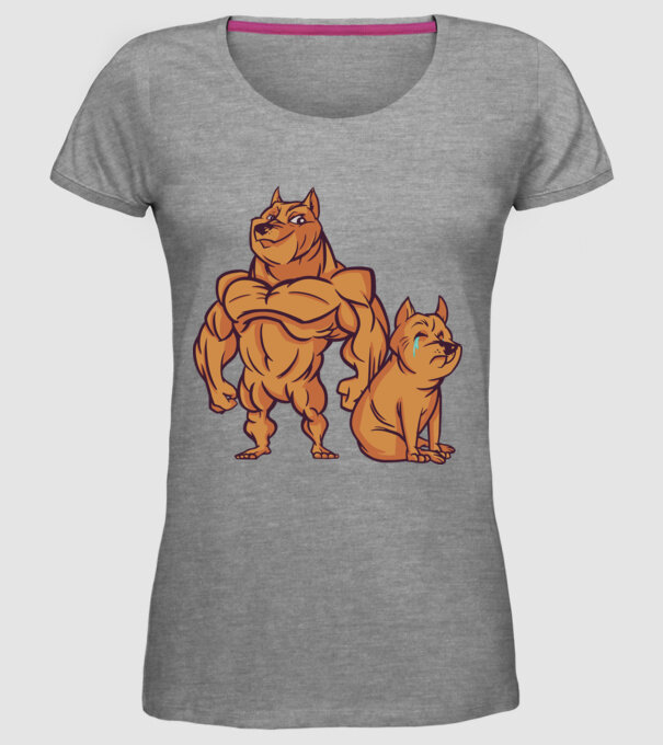 Câine musculos model gri pe tricou