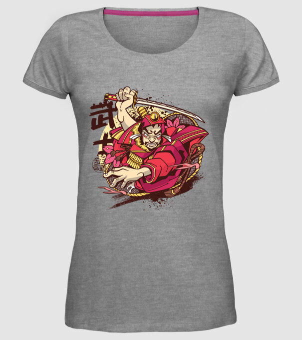 Războinic japonez model gri pe tricou