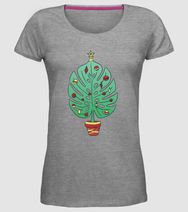 Palmier de Crăciun model gri pe tricou