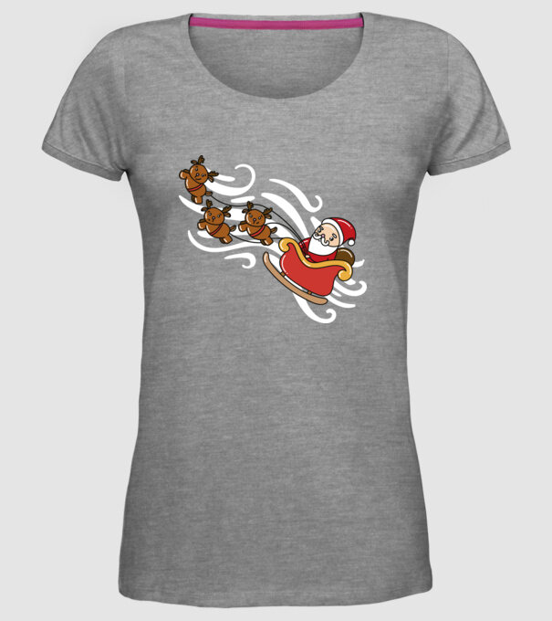 Kawaii sanie Moș Crăciun model gri pe tricou