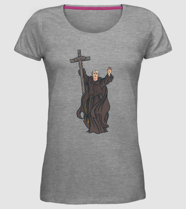 Călugăr creștin model gri pe tricou