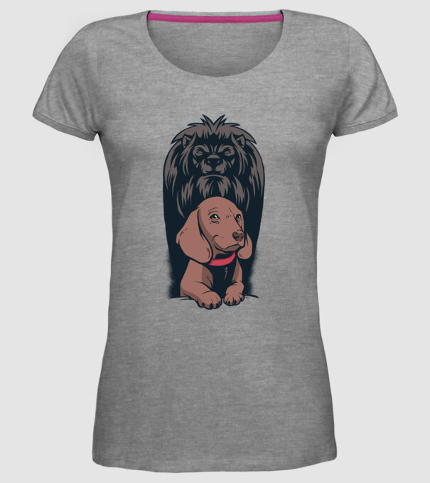 Cățeluș Leu cu umbră model gri pe tricou