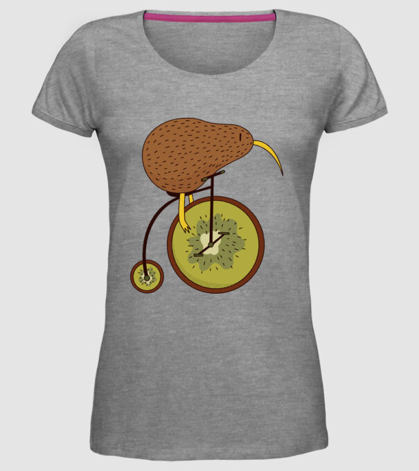 Bicicletă Kiwi model gri pe tricou