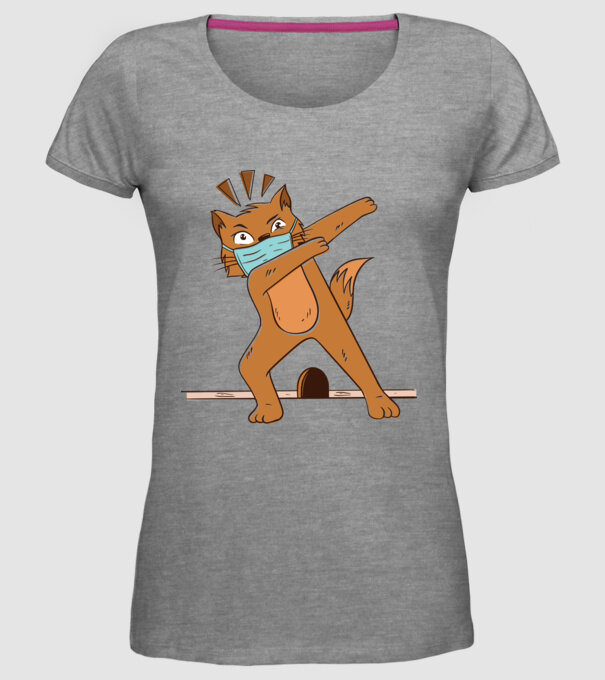 Mască Pisică Coronavirus model gri pe tricou