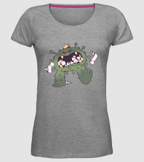 Monstru de hârtie igienică Coronavirus model gri pe tricou