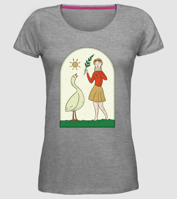 Poveste cu fata și gâsca model gri pe tricou