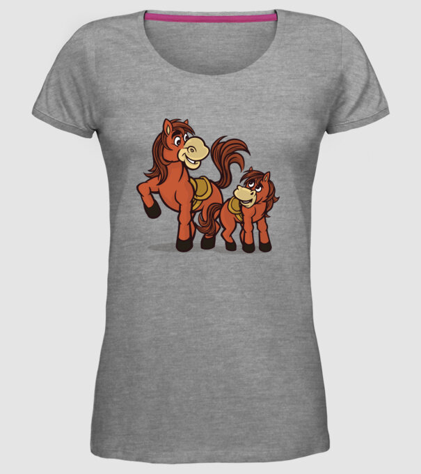Cal cu mânz model gri pe tricou