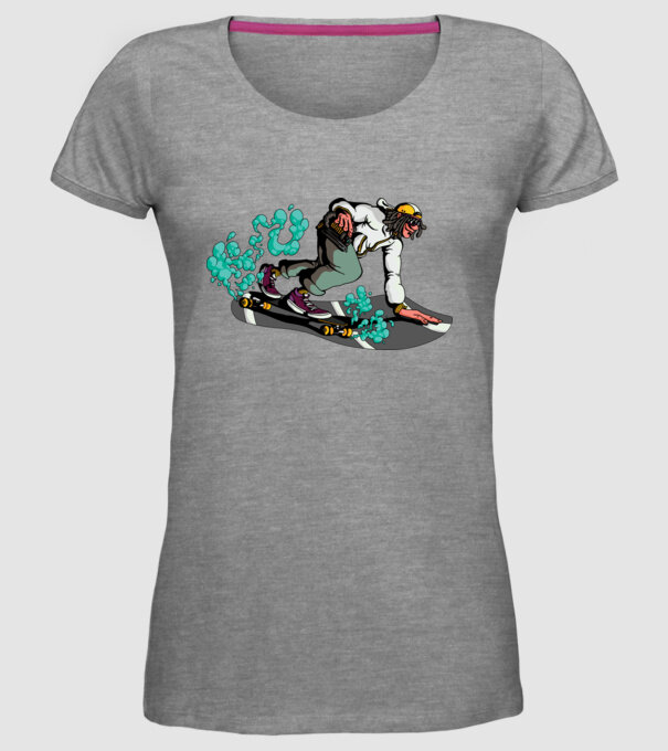 Longboard model gri pe tricou