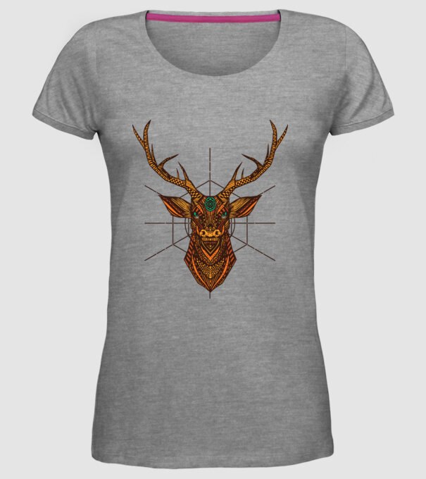 Mandala Cerb model gri pe tricou