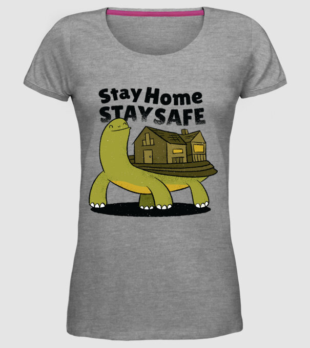 Stai acasă, stai în siguranță Țestoasă model gri pe tricou