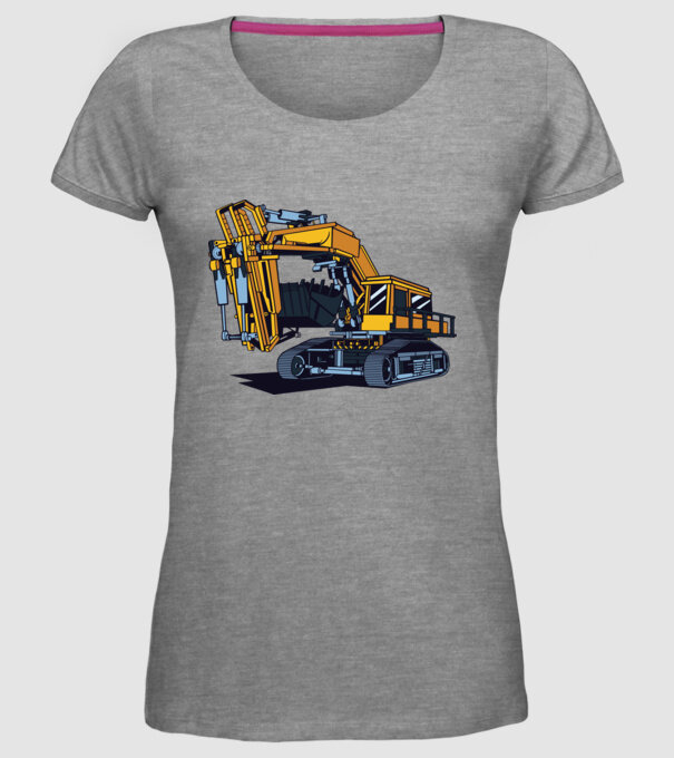 Excavator model gri pe tricou