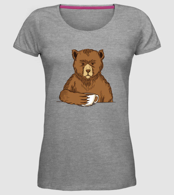 Urs cu cafea model gri pe tricou