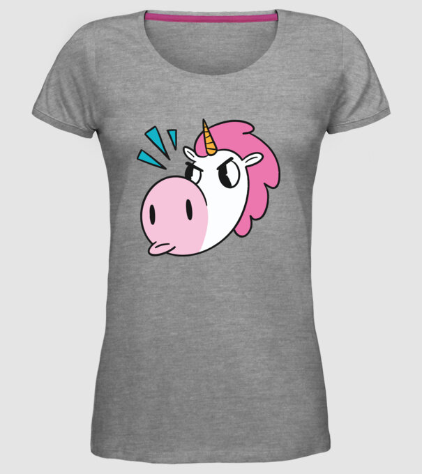 Unicorn supărat model gri pe tricou