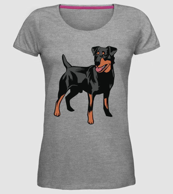 Câine de vânătoare german Terrier model gri pe tricou