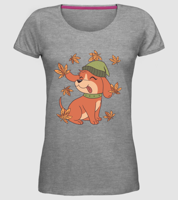 Câine Toamna model gri pe tricou