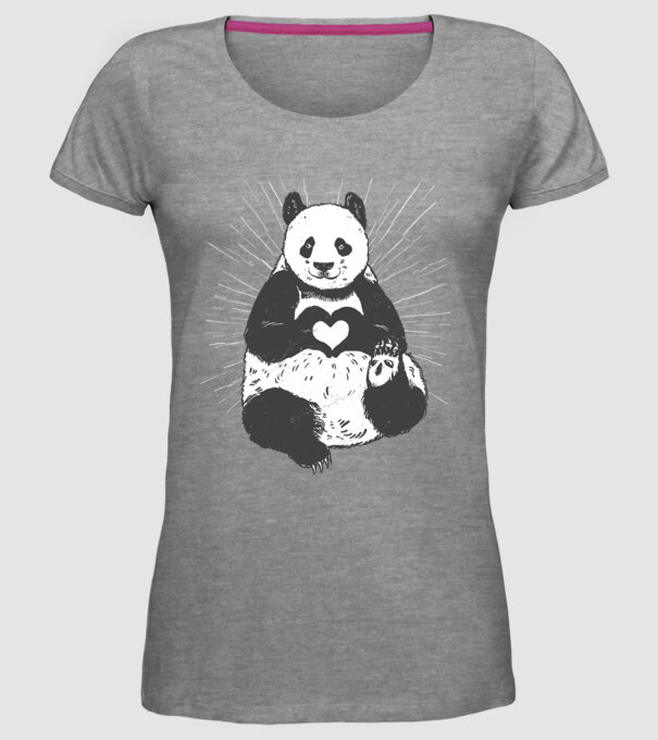 Inimă panda model gri pe tricou