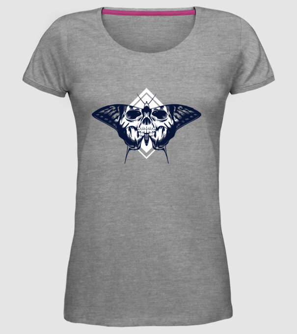 Craniu fluture model gri pe tricou