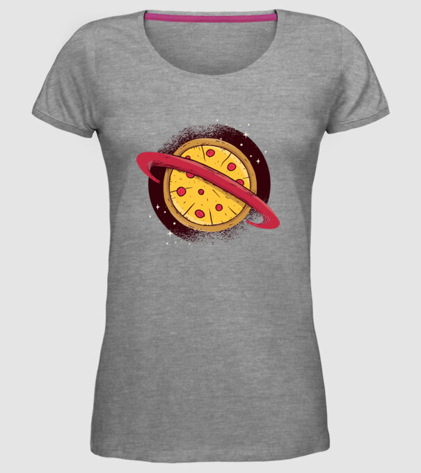Pizza Planetă model gri pe tricou