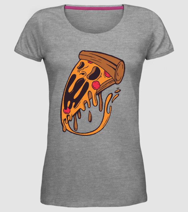 Pizza Horror model gri pe tricou
