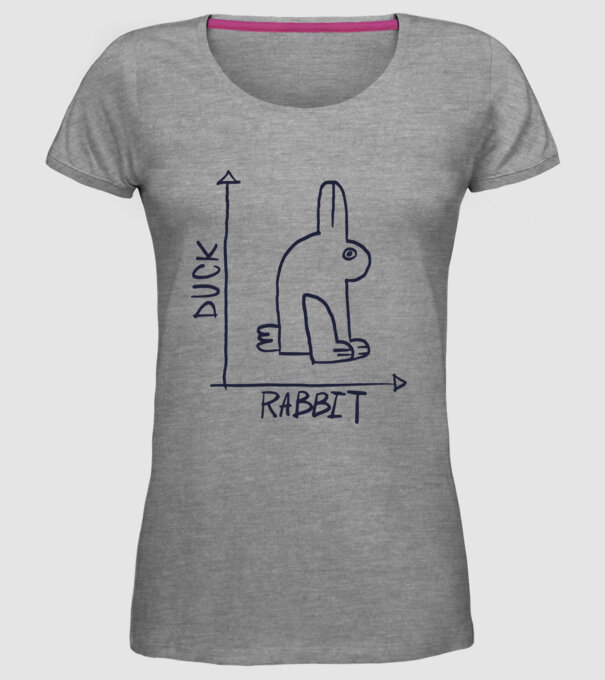 Rabbit vs Duck - Iepure sau Rață model gri pe tricou