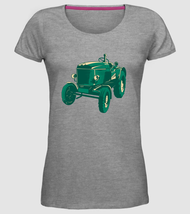Tractor vechi model gri pe tricou