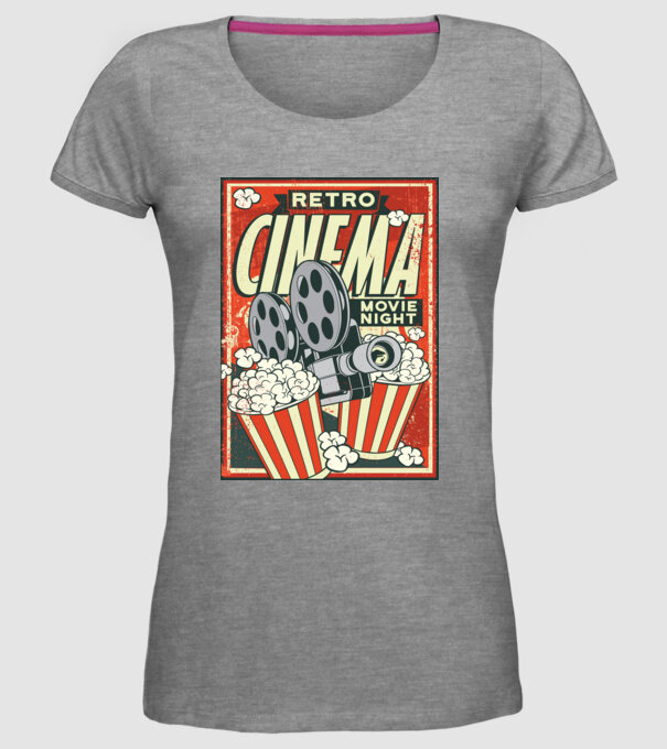 Afiș cinema retro model gri pe tricou