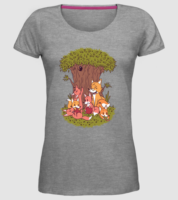 Familie Vulpe model gri pe tricou