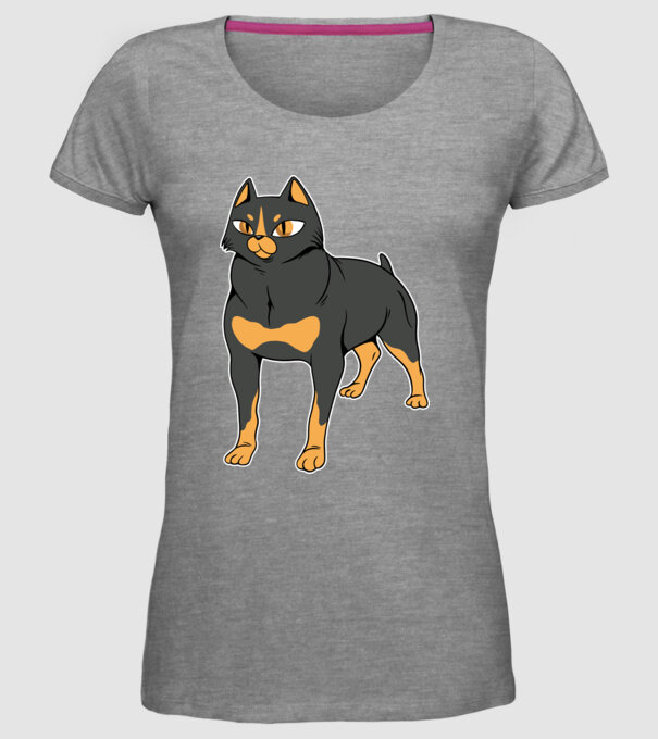 Rottweiler pisică model gri pe tricou