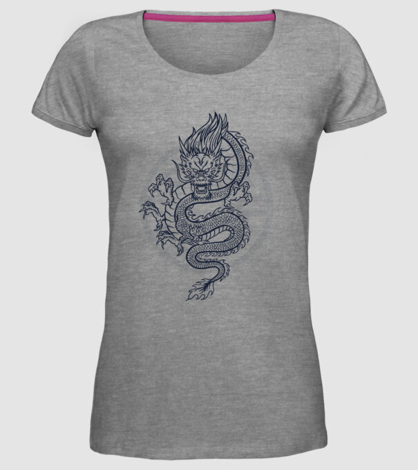 Dragon Tribal model gri pe tricou