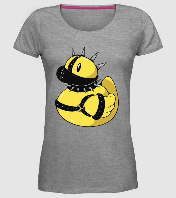Rățușcă de cauciuc sadistă model gri pe tricou