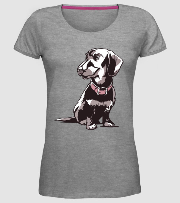 Teckel cu părul sârmos model gri pe tricou