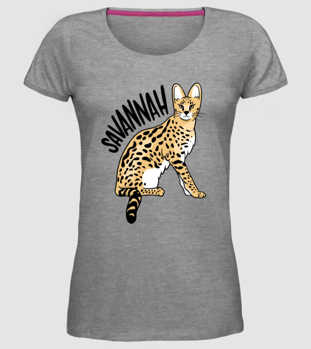 Pisică Savannah model gri pe tricou