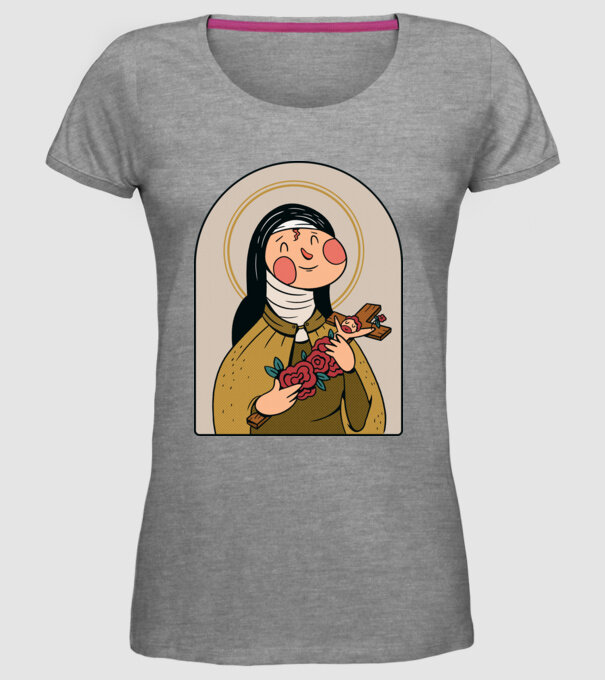 Sfânta Tereza model gri pe tricou