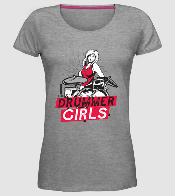 Îmi plac fetele bateriste model gri pe tricou