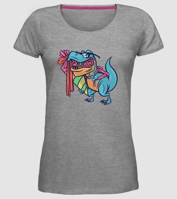 Elev T-rex model gri pe tricou