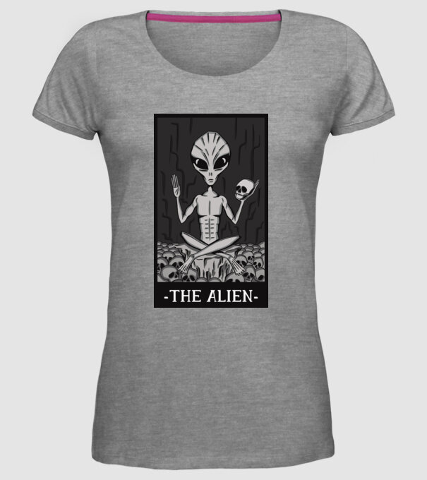 Extraterestru - Carte de tarot model gri pe tricou