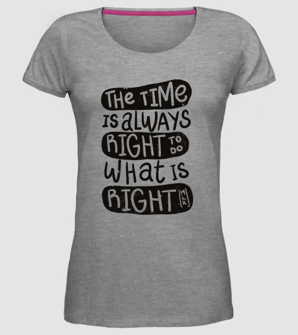 The time is always right model gri pe tricou