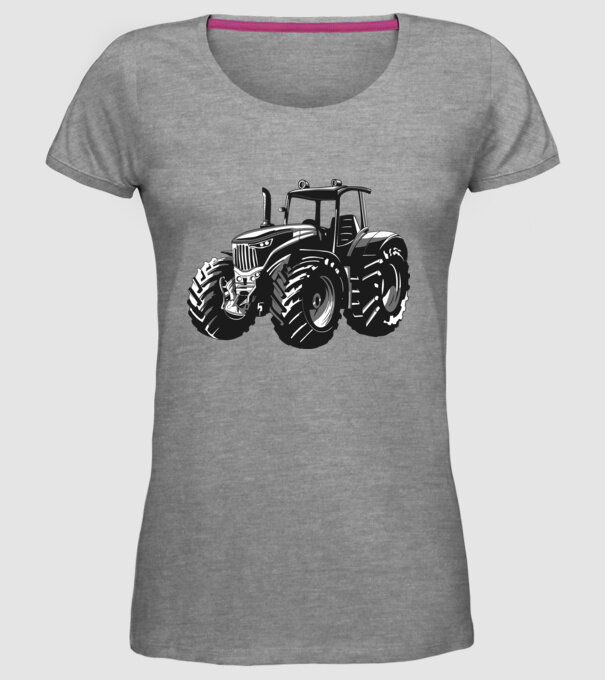 Tractor model gri pe tricou