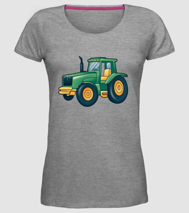 Desen Tractor model gri pe tricou