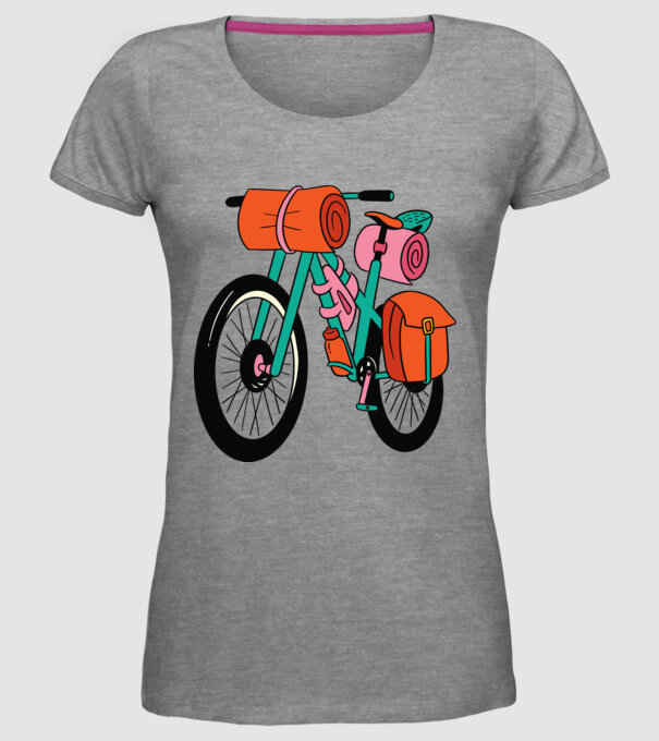Bicicletă Drumeție model gri pe tricou