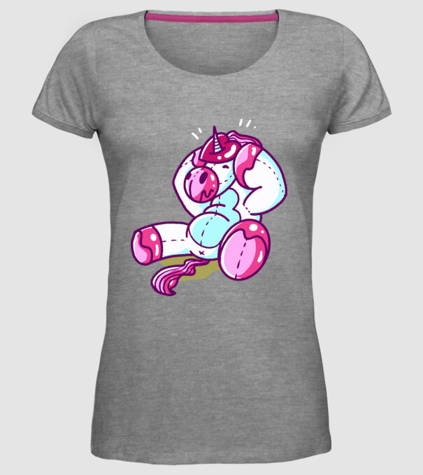 Unicorn cu inimă încornorată model gri pe tricou