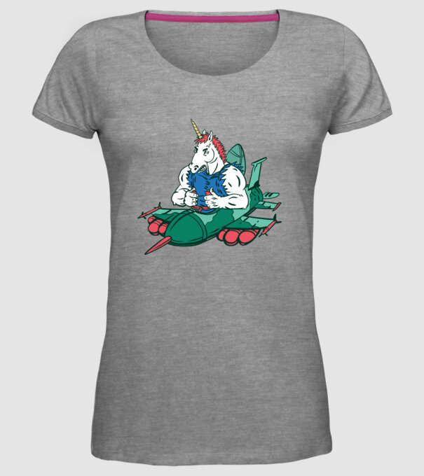 Unicorn Avion de vânătoare model gri pe tricou