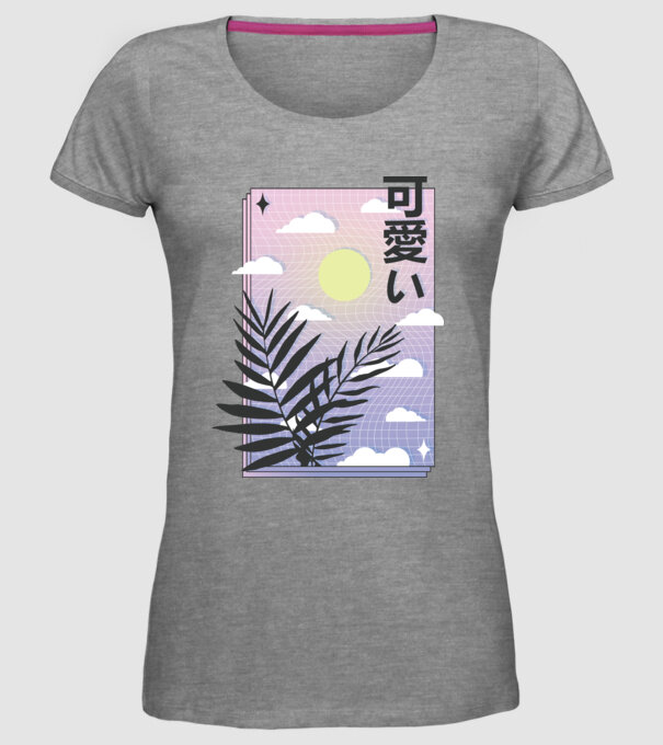 Vaporwave Val model gri pe tricou