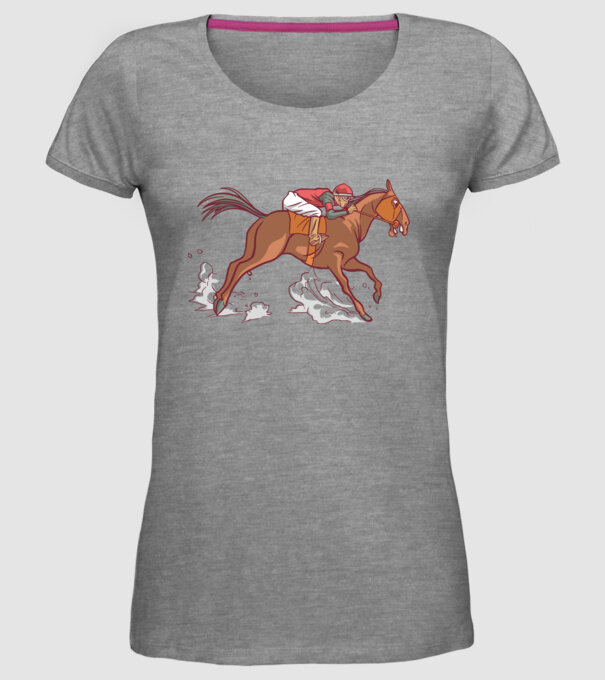 Cal de cursă Călăreț model gri pe tricou