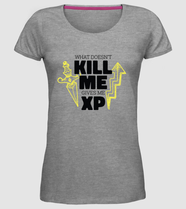 Ceea ce nu te omoară îți dă XP model gri pe tricou