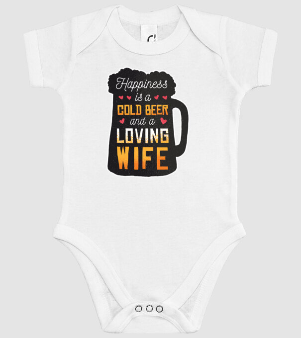 Fericirea nu este nimic altceva decât o bere rece și o soție iubitoare model alb pe tricou