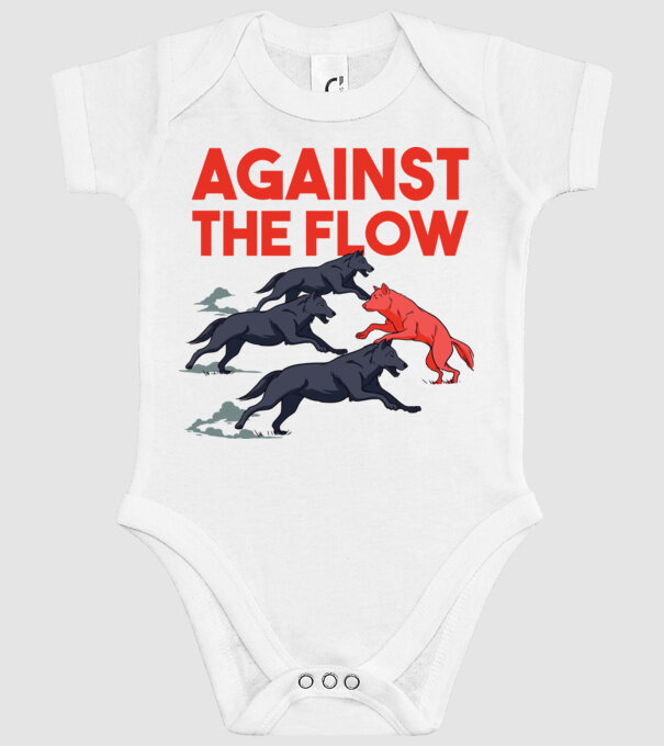 Against the flow - Împotriva curentului model alb pe tricou