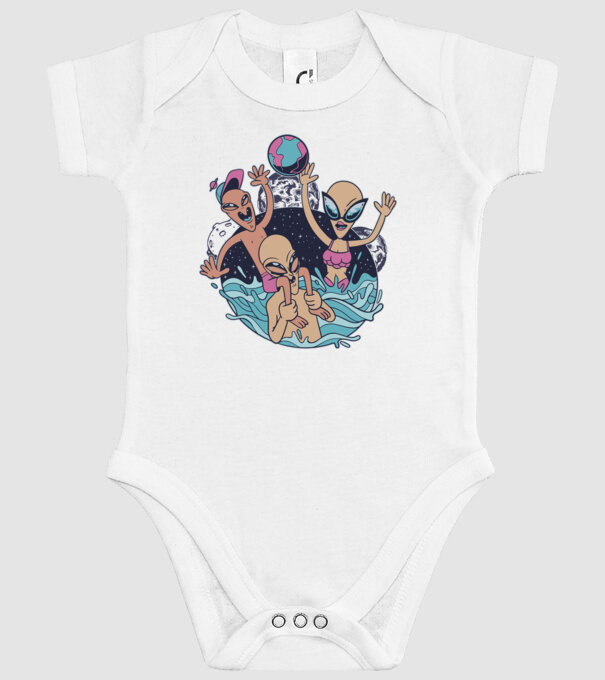 Alien Familie ștrand model alb pe tricou