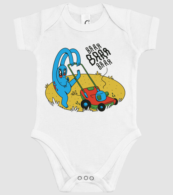 Alien cu Mașină de tuns iarba model alb pe tricou