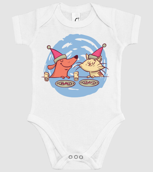 Petrecere de Crăciun animale model alb pe tricou